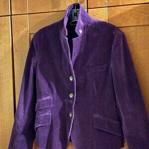 Ralph Lauren Purple Corduroy Equestrian Jacket Blazer Sz 10 Tailered